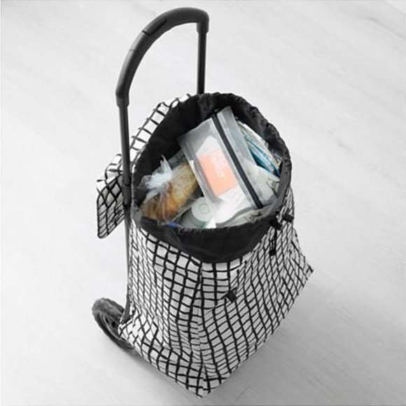 IKEA KNALLA Shopping bag on wheels, black white - Picture 15 of 16
